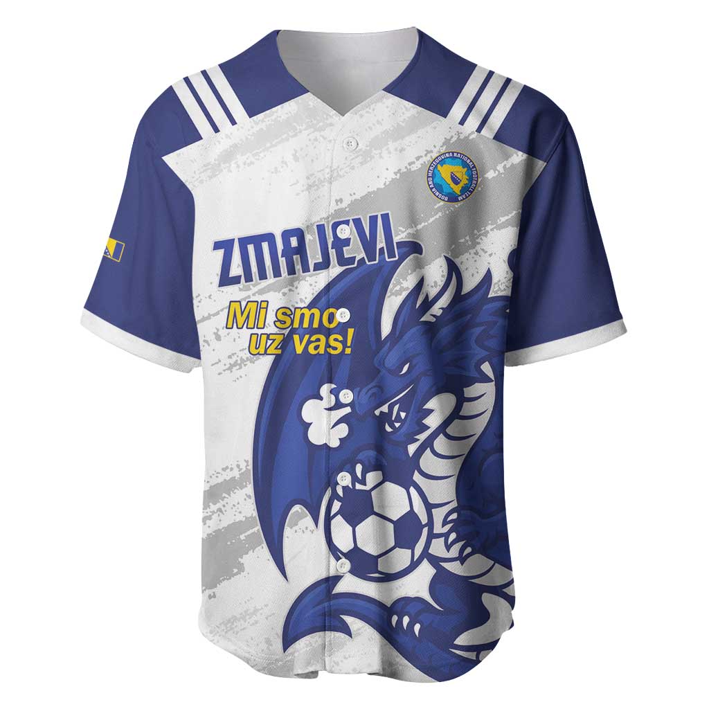 Bosnia and Herzegovina Football Custom Baseball Jersey Go Zmajevi Mi smo uz vas White Version - Wonder Print Shop
