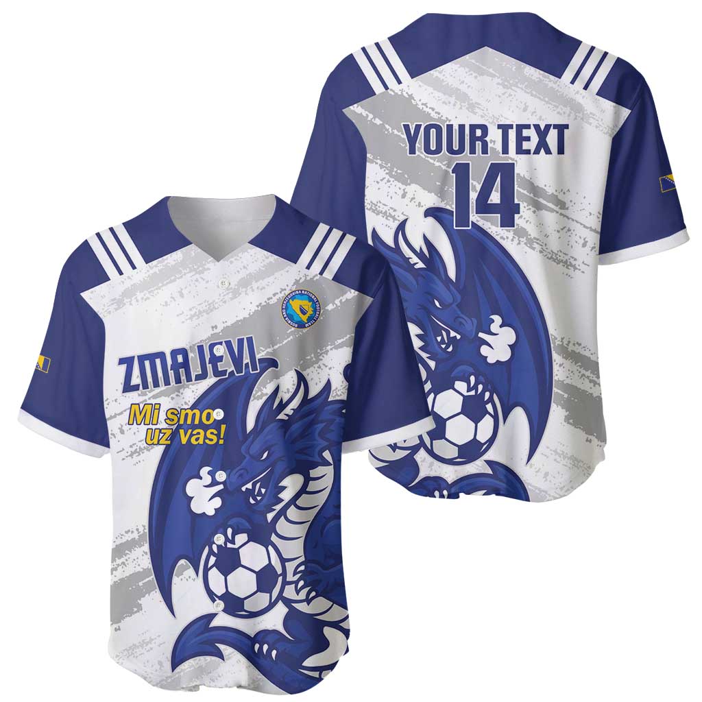 Bosnia and Herzegovina Football Custom Baseball Jersey Go Zmajevi Mi smo uz vas White Version - Wonder Print Shop