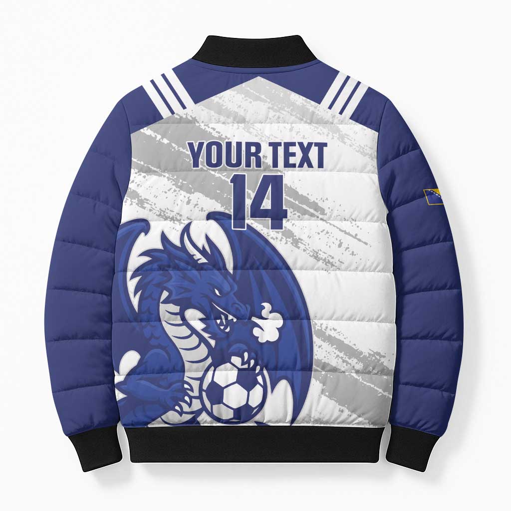 Bosnia and Herzegovina Football Custom Bomber Puffer Jacket Go Zmajevi Mi smo uz vas White Version - Wonder Print Shop