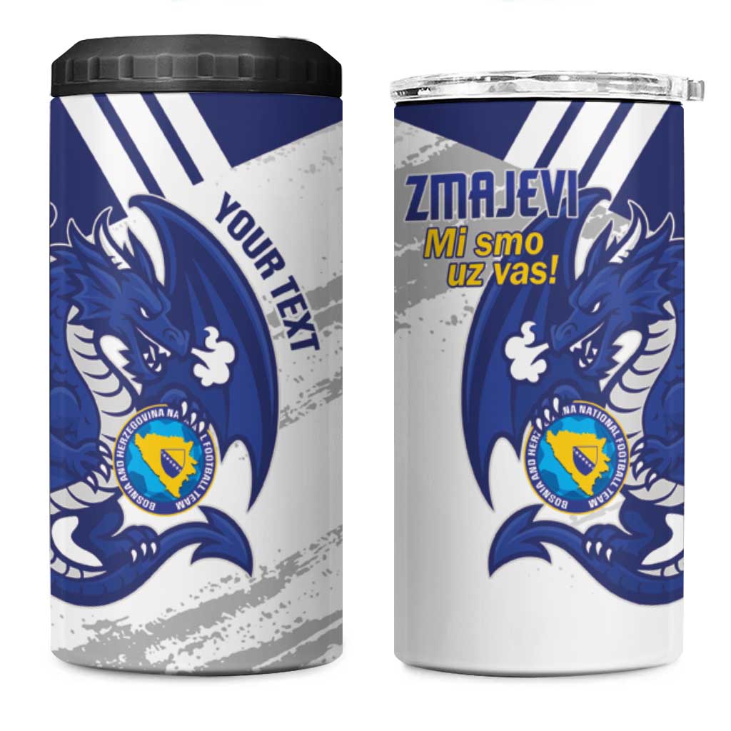 Bosnia and Herzegovina Football Custom 4 in 1 Can Cooler Tumbler Go Zmajevi Mi smo uz vas White Version - Wonder Print Shop