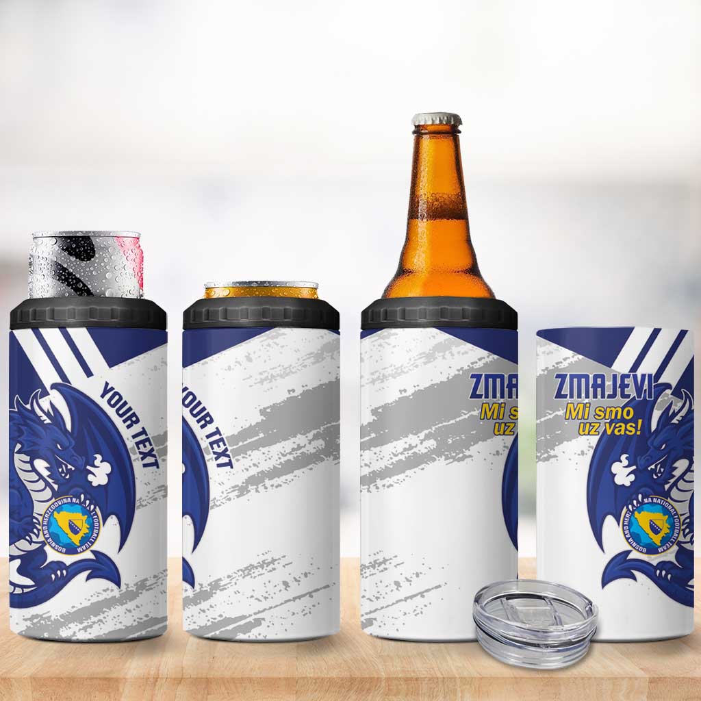 Bosnia and Herzegovina Football Custom 4 in 1 Can Cooler Tumbler Go Zmajevi Mi smo uz vas White Version - Wonder Print Shop