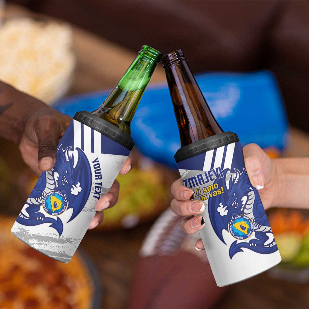 Bosnia and Herzegovina Football Custom 4 in 1 Can Cooler Tumbler Go Zmajevi Mi smo uz vas White Version - Wonder Print Shop