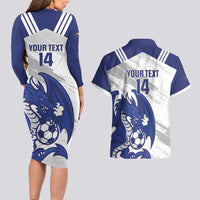 Bosnia and Herzegovina Football Custom Couples Matching Long Sleeve Bodycon Dress and Hawaiian Shirt Go Zmajevi Mi smo uz vas White Version - Wonder Print Shop