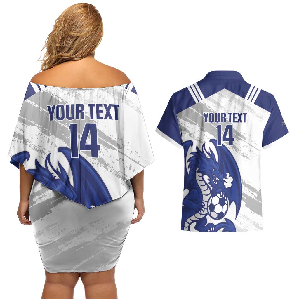 Bosnia and Herzegovina Football Custom Couples Matching Off Shoulder Short Dress and Hawaiian Shirt Go Zmajevi Mi smo uz vas White Version - Wonder Print Shop
