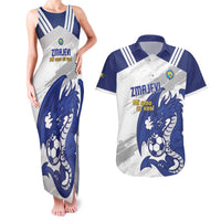 Bosnia and Herzegovina Football Custom Couples Matching Tank Maxi Dress and Hawaiian Shirt Go Zmajevi Mi smo uz vas White Version - Wonder Print Shop