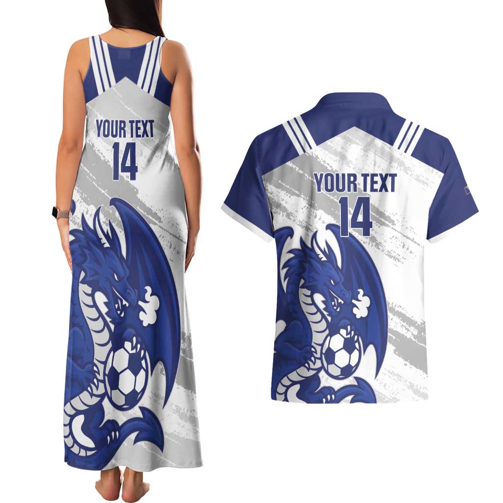 Bosnia and Herzegovina Football Custom Couples Matching Tank Maxi Dress and Hawaiian Shirt Go Zmajevi Mi smo uz vas White Version - Wonder Print Shop