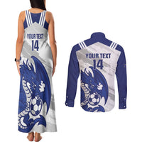 Bosnia and Herzegovina Football Custom Couples Matching Tank Maxi Dress and Long Sleeve Button Shirt Go Zmajevi Mi smo uz vas White Version - Wonder Print Shop