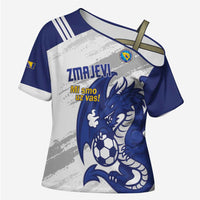Bosnia and Herzegovina Football Custom Cross Shoulder Shirt Go Zmajevi Mi smo uz vas White Version - Wonder Print Shop
