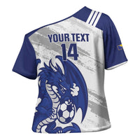 Bosnia and Herzegovina Football Custom Cross Shoulder Shirt Go Zmajevi Mi smo uz vas White Version - Wonder Print Shop