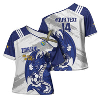 Bosnia and Herzegovina Football Custom Cross Shoulder Shirt Go Zmajevi Mi smo uz vas White Version - Wonder Print Shop