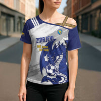 Bosnia and Herzegovina Football Custom Cross Shoulder Shirt Go Zmajevi Mi smo uz vas White Version - Wonder Print Shop