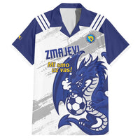 Bosnia and Herzegovina Football Custom Family Matching Off Shoulder Maxi Dress and Hawaiian Shirt Go Zmajevi Mi smo uz vas White Version - Wonder Print Shop