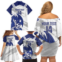 Bosnia and Herzegovina Football Custom Family Matching Off Shoulder Short Dress and Hawaiian Shirt Go Zmajevi Mi smo uz vas White Version - Wonder Print Shop