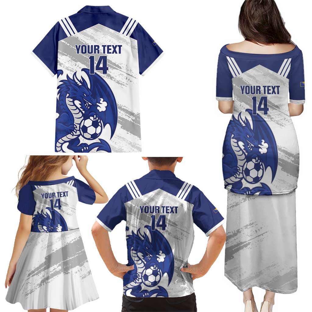 Bosnia and Herzegovina Football Custom Family Matching Puletasi and Hawaiian Shirt Go Zmajevi Mi smo uz vas White Version - Wonder Print Shop