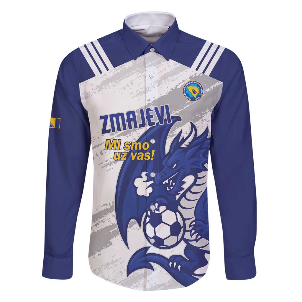 Bosnia and Herzegovina Football Custom Family Matching Summer Maxi Dress and Hawaiian Shirt Go Zmajevi Mi smo uz vas White Version - Wonder Print Shop