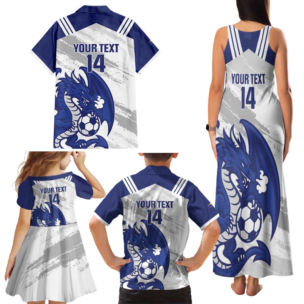 Bosnia and Herzegovina Football Custom Family Matching Tank Maxi Dress and Hawaiian Shirt Go Zmajevi Mi smo uz vas White Version - Wonder Print Shop