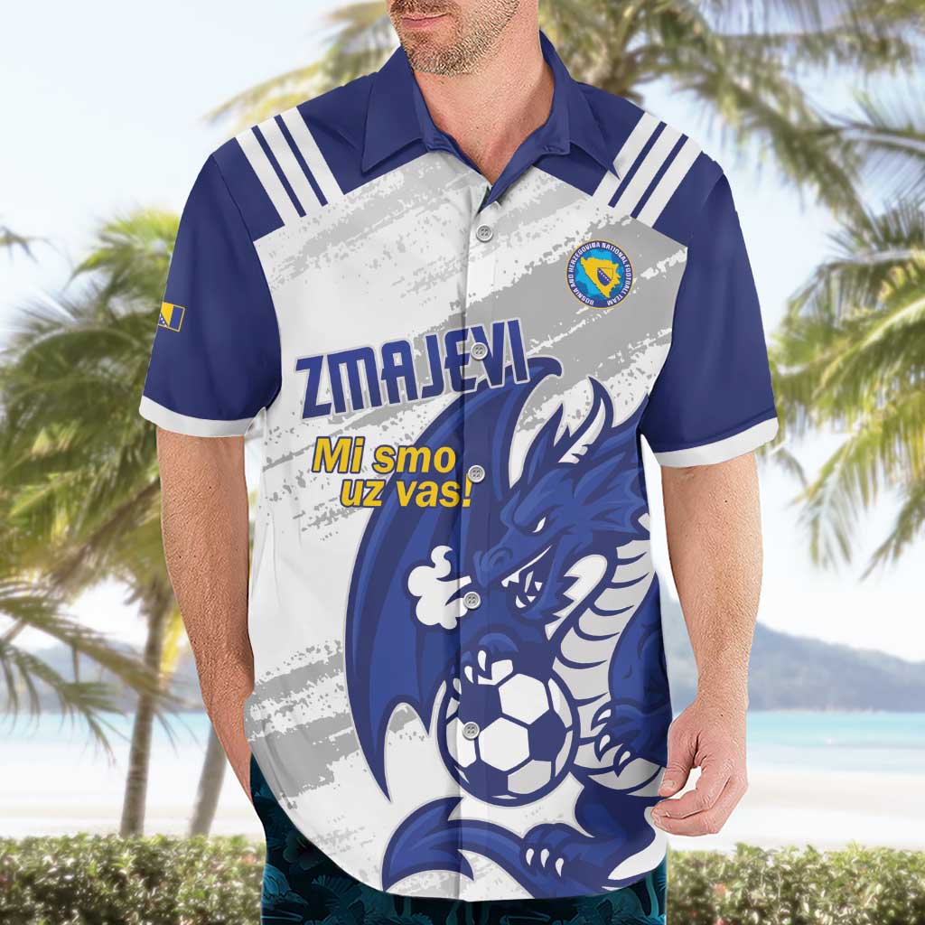 Bosnia and Herzegovina Football Custom Hawaiian Shirt Go Zmajevi Mi smo uz vas White Version - Wonder Print Shop