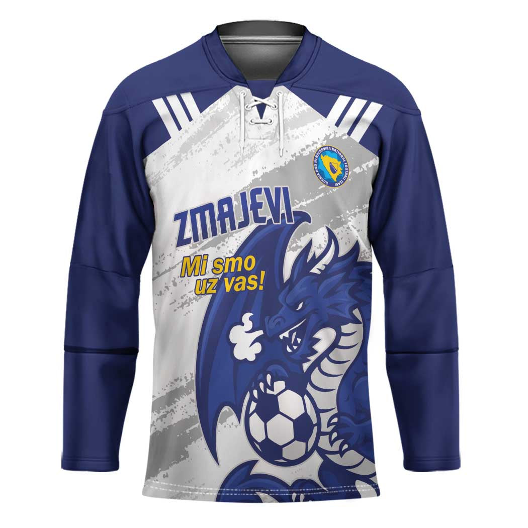 Bosnia and Herzegovina Football Custom Hockey Jersey Go Zmajevi Mi smo uz vas White Version - Wonder Print Shop