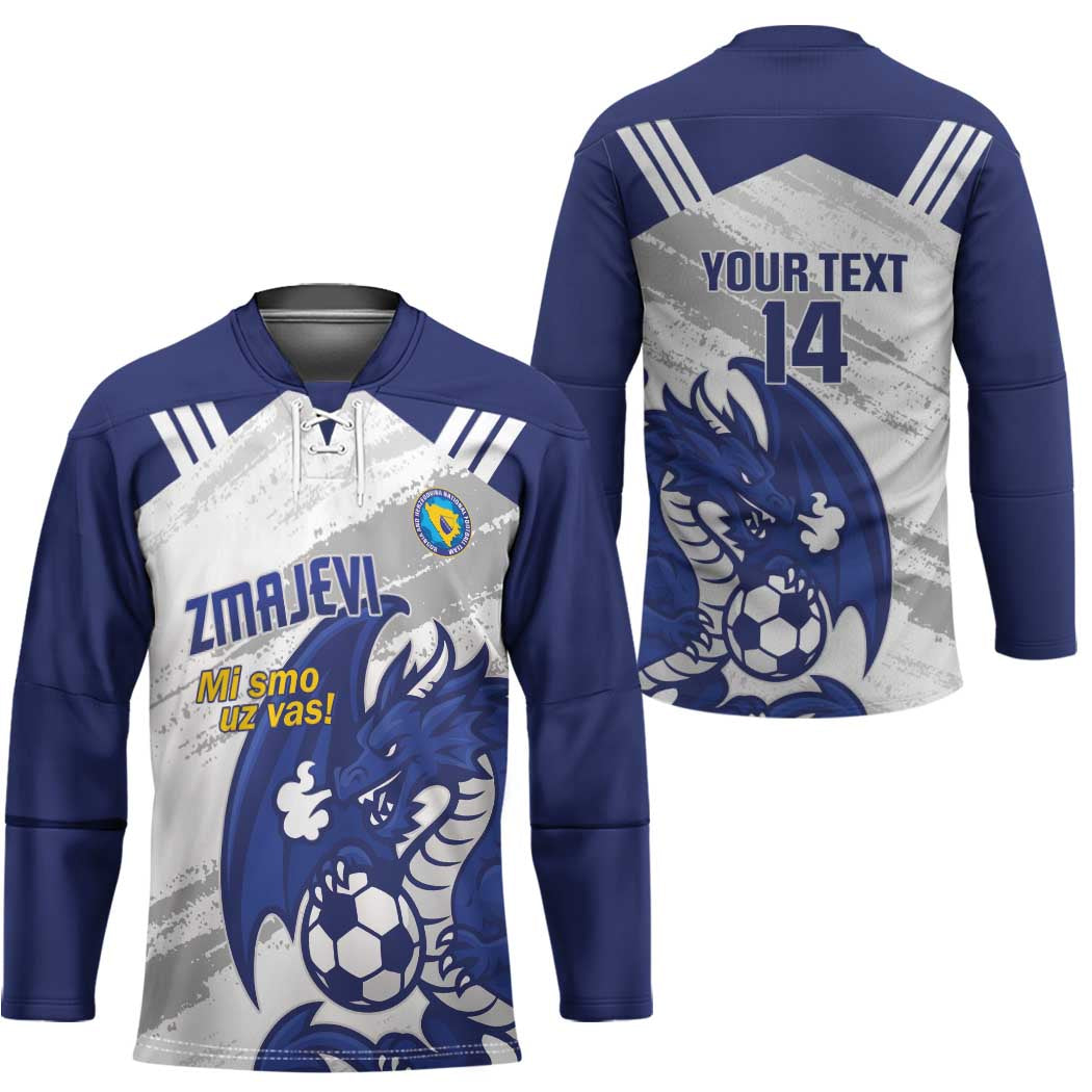 Bosnia and Herzegovina Football Custom Hockey Jersey Go Zmajevi Mi smo uz vas White Version - Wonder Print Shop