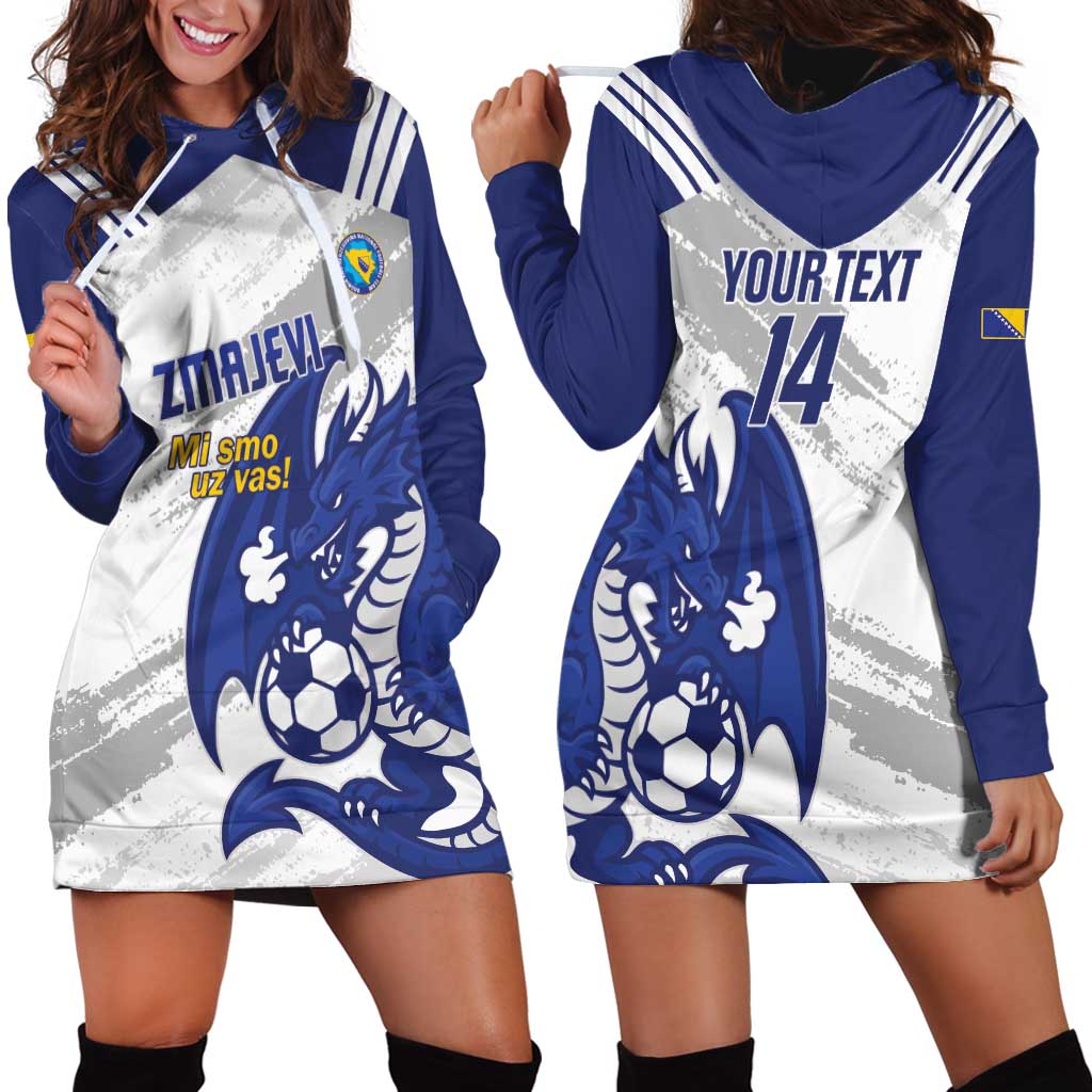 Bosnia and Herzegovina Football Custom Hoodie Dress Go Zmajevi Mi smo uz vas White Version - Wonder Print Shop