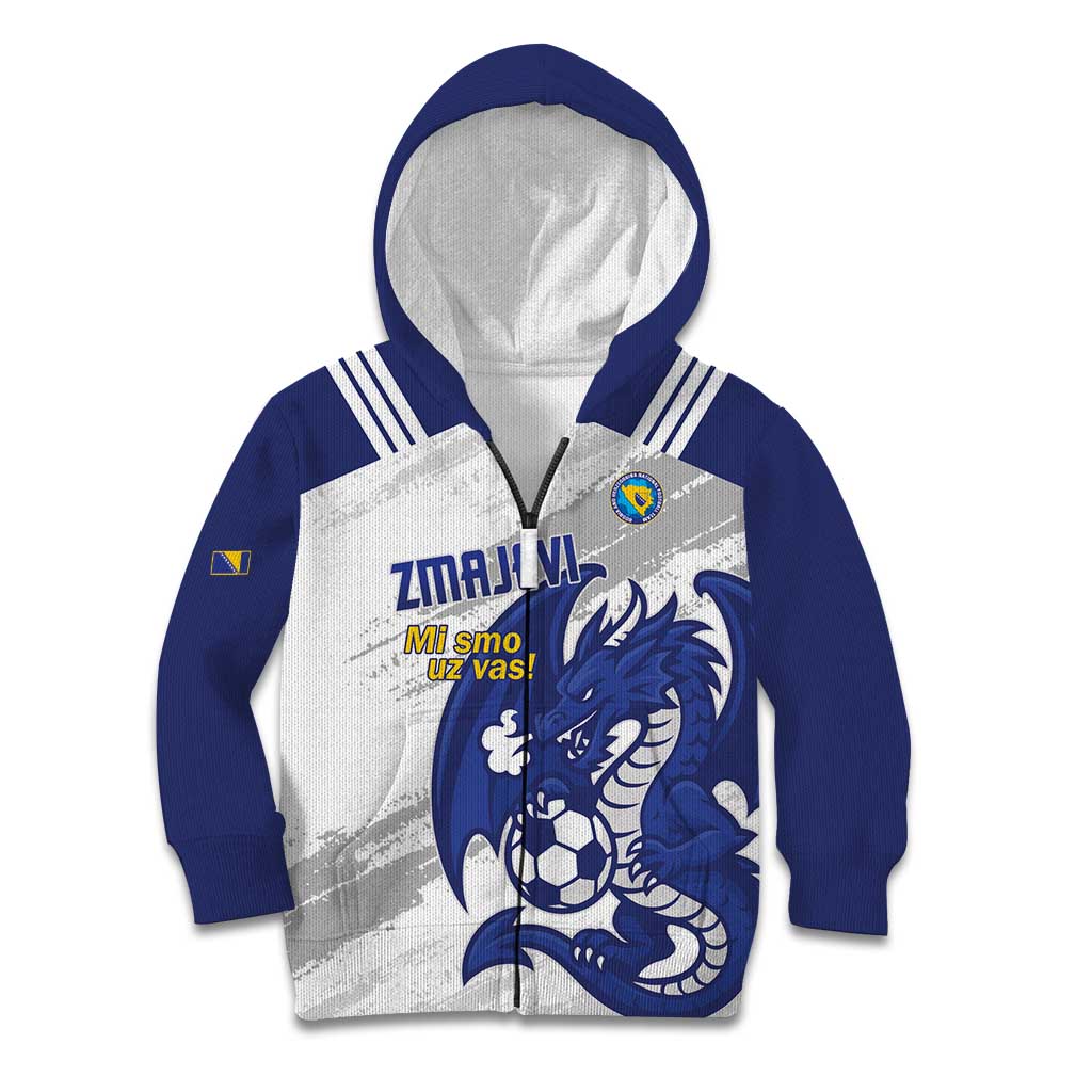 Bosnia and Herzegovina Football Custom Kid Hoodie Go Zmajevi Mi smo uz vas White Version - Wonder Print Shop