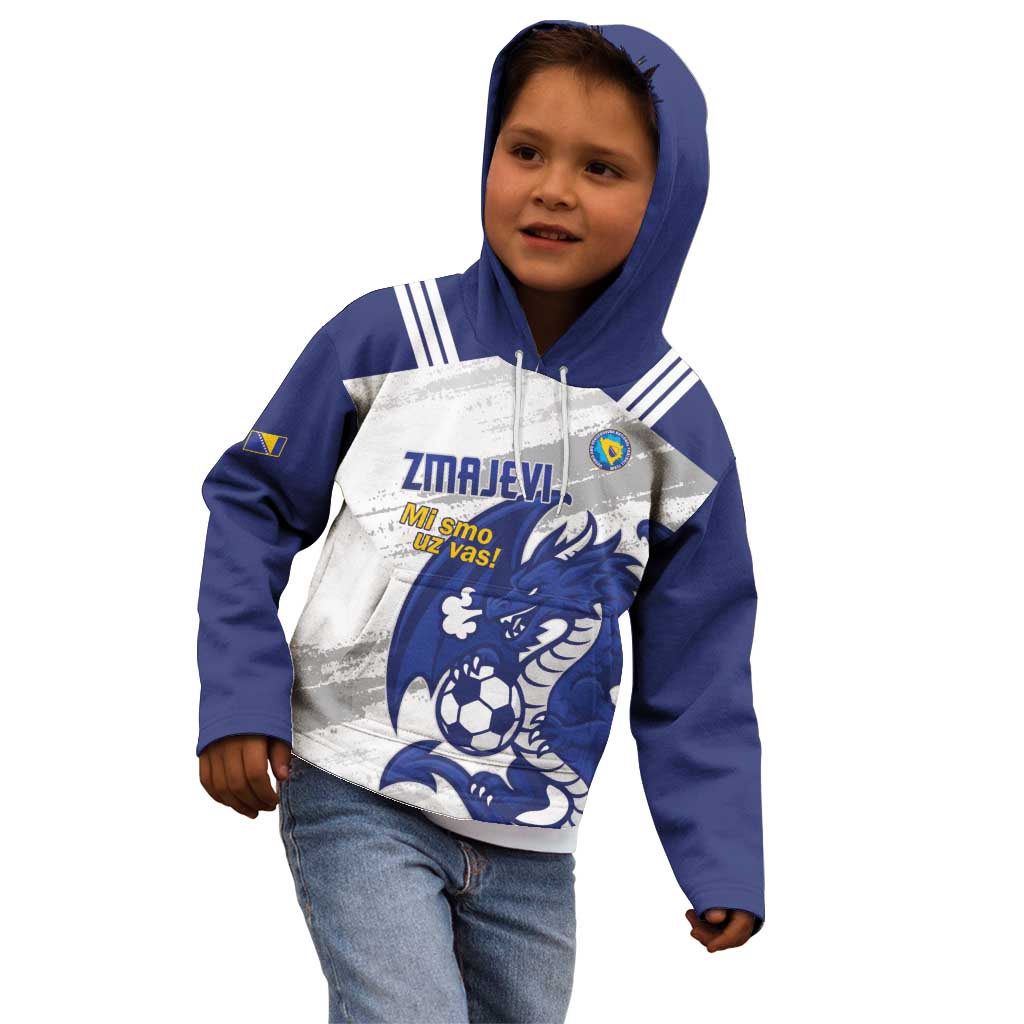 Bosnia and Herzegovina Football Custom Kid Hoodie Go Zmajevi Mi smo uz vas White Version - Wonder Print Shop