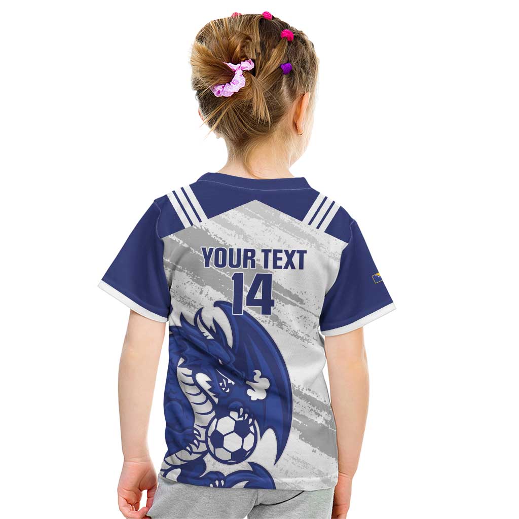Bosnia and Herzegovina Football Custom Kid T Shirt Go Zmajevi Mi smo uz vas White Version - Wonder Print Shop