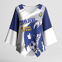 Bosnia and Herzegovina Football Custom Kimono Sleeve Blouse Go Zmajevi Mi smo uz vas White Version - Wonder Print Shop