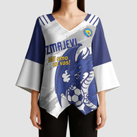 Bosnia and Herzegovina Football Custom Kimono Sleeve Blouse Go Zmajevi Mi smo uz vas White Version - Wonder Print Shop