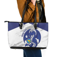 Bosnia and Herzegovina Football Custom Leather Tote Bag Go Zmajevi Mi smo uz vas White Version - Wonder Print Shop