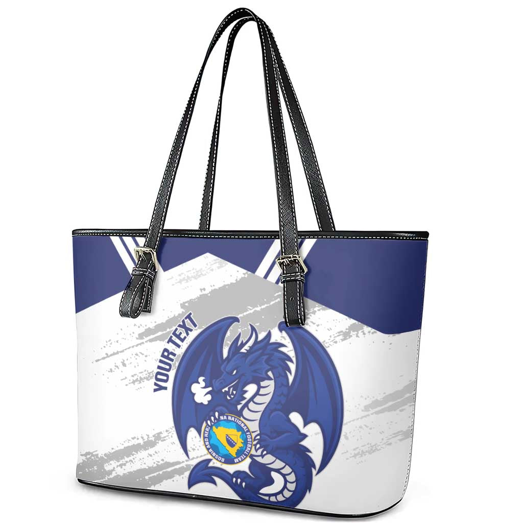 Bosnia and Herzegovina Football Custom Leather Tote Bag Go Zmajevi Mi smo uz vas White Version - Wonder Print Shop