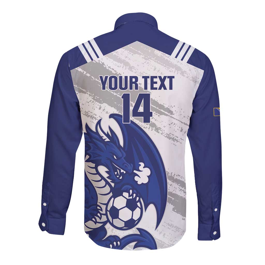 Bosnia and Herzegovina Football Custom Long Sleeve Button Shirt Go Zmajevi Mi smo uz vas White Version - Wonder Print Shop