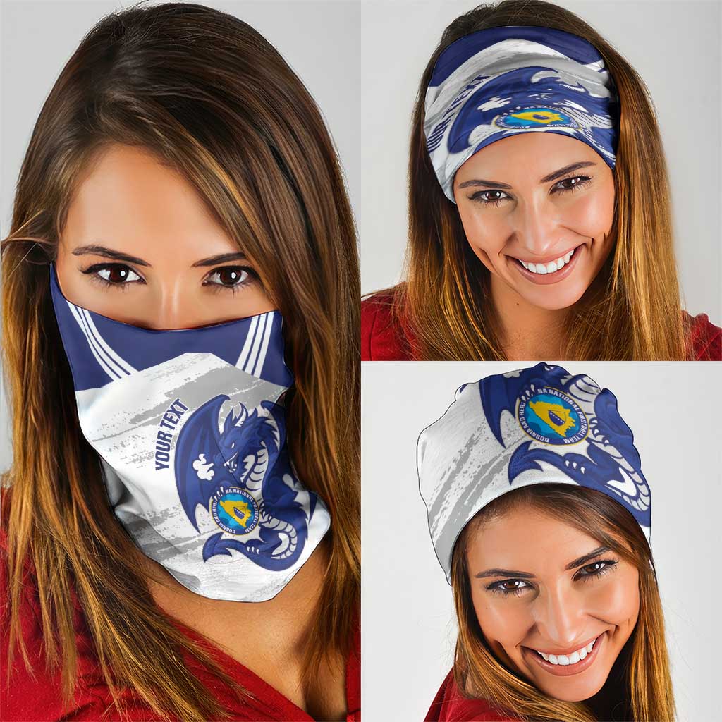 Bosnia and Herzegovina Football Custom Neck Gaiter Go Zmajevi Mi smo uz vas White Version - Wonder Print Shop