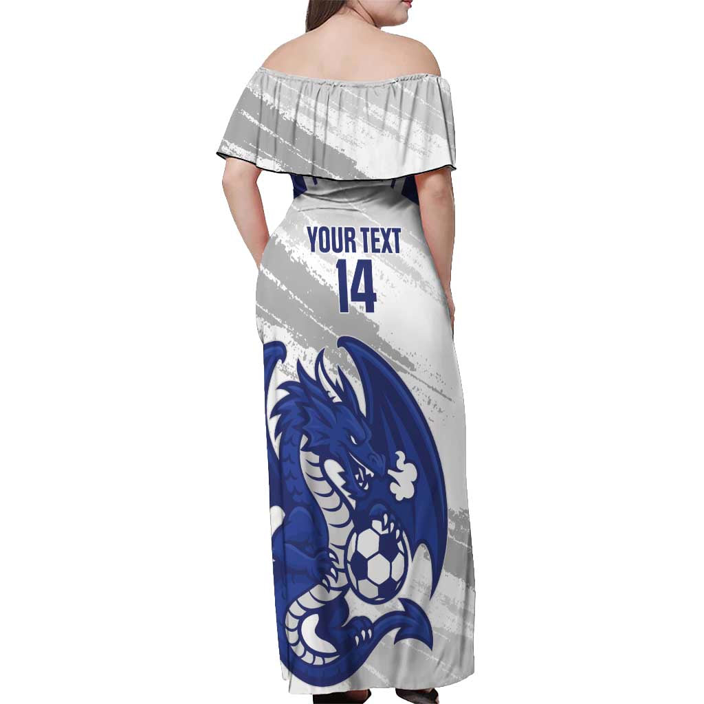 Bosnia and Herzegovina Football Custom Off Shoulder Maxi Dress Go Zmajevi Mi smo uz vas White Version - Wonder Print Shop