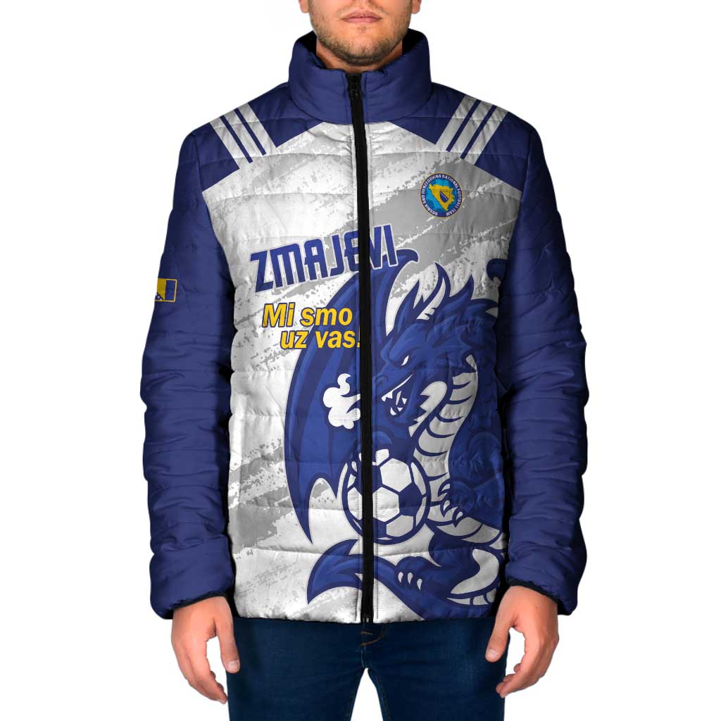Bosnia and Herzegovina Football Custom Padded Jacket Go Zmajevi Mi smo uz vas White Version - Wonder Print Shop
