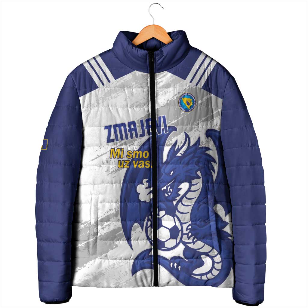Bosnia and Herzegovina Football Custom Padded Jacket Go Zmajevi Mi smo uz vas White Version - Wonder Print Shop