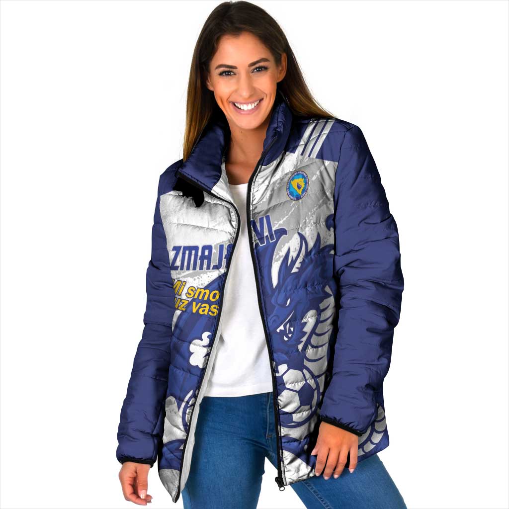 Bosnia and Herzegovina Football Custom Padded Jacket Go Zmajevi Mi smo uz vas White Version - Wonder Print Shop