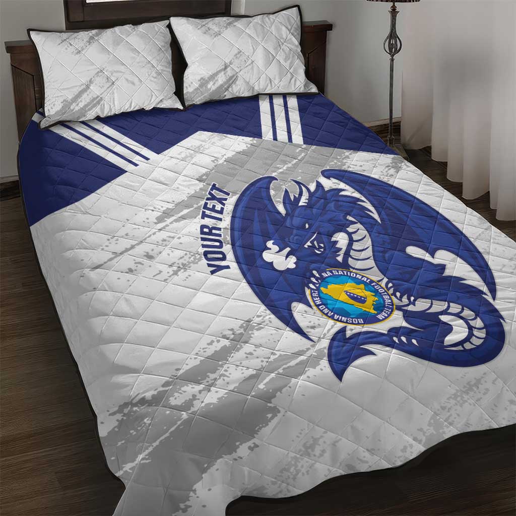 Bosnia and Herzegovina Football Custom Quilt Bed Set Go Zmajevi Mi smo uz vas White Version - Wonder Print Shop