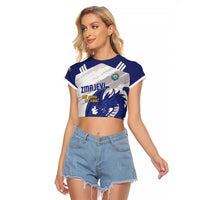 Bosnia and Herzegovina Football Custom Raglan Cropped T Shirt Go Zmajevi Mi smo uz vas White Version - Wonder Print Shop