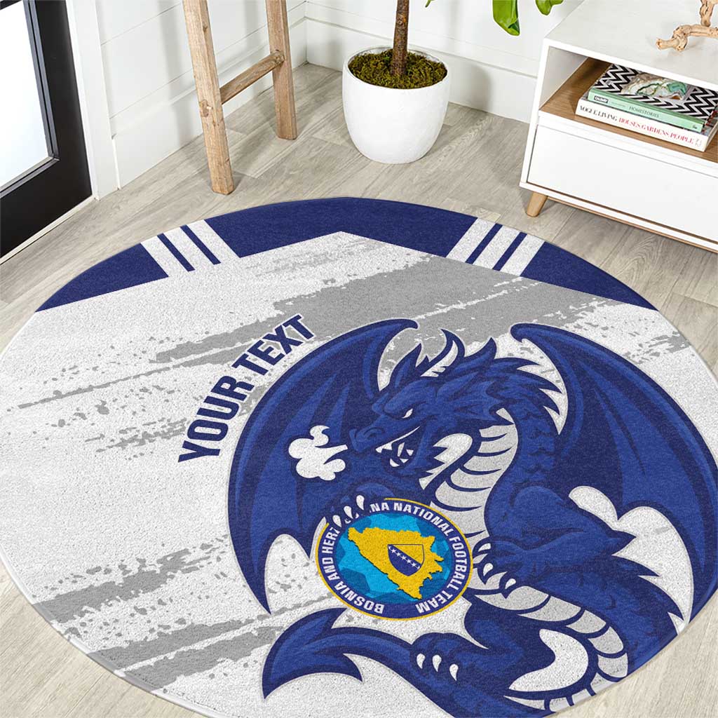 Bosnia and Herzegovina Football Custom Round Carpet Go Zmajevi Mi smo uz vas White Version - Wonder Print Shop