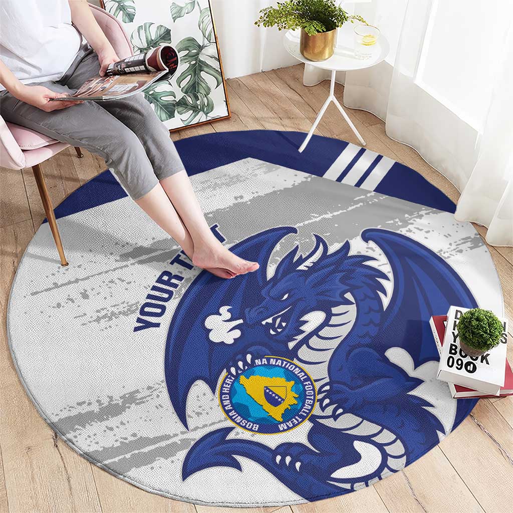 Bosnia and Herzegovina Football Custom Round Carpet Go Zmajevi Mi smo uz vas White Version - Wonder Print Shop