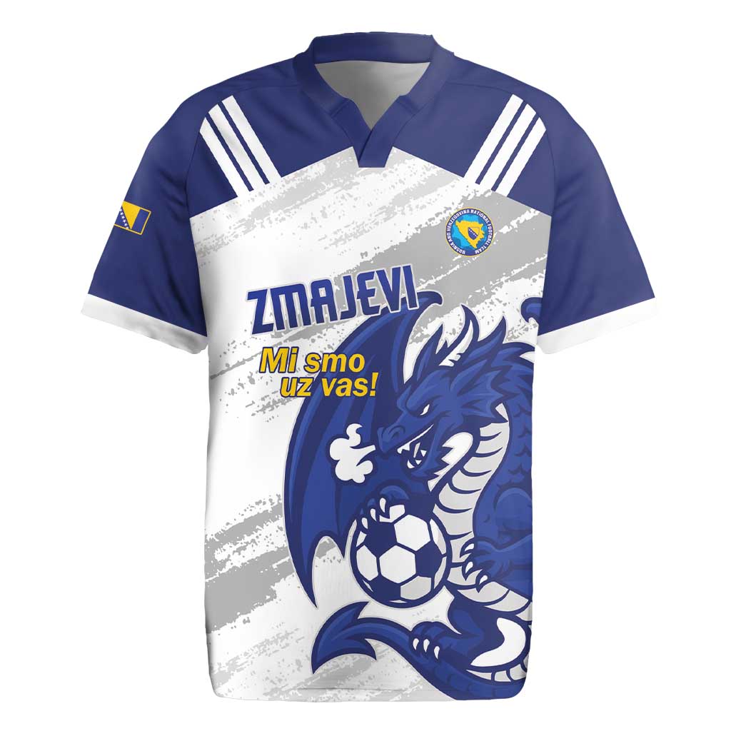 Bosnia and Herzegovina Football Custom Rugby Jersey Go Zmajevi Mi smo uz vas White Version - Wonder Print Shop