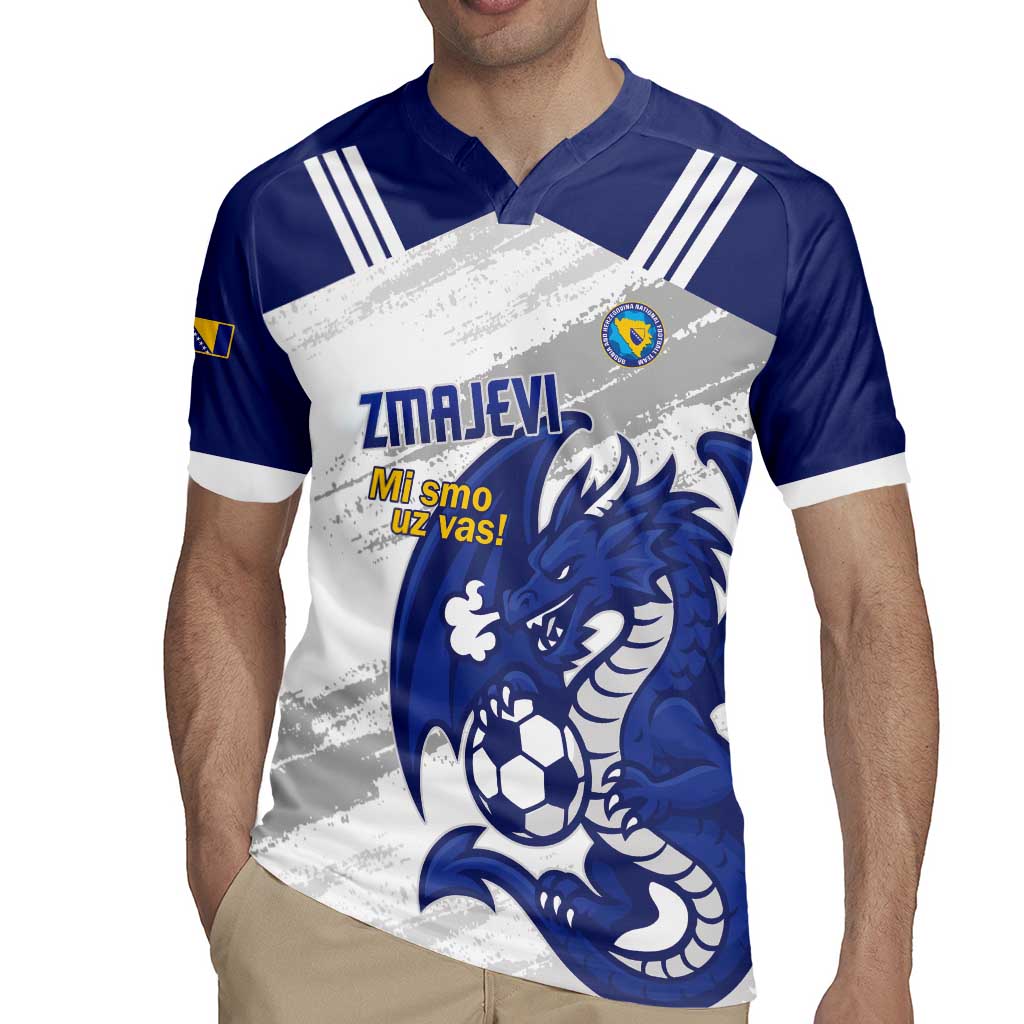 Bosnia and Herzegovina Football Custom Rugby Jersey Go Zmajevi Mi smo uz vas White Version - Wonder Print Shop