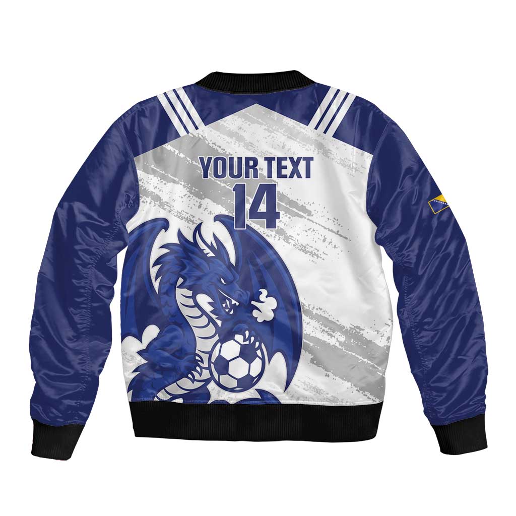 Bosnia and Herzegovina Football Custom Sleeve Zip Bomber Jacket Go Zmajevi Mi smo uz vas White Version - Wonder Print Shop