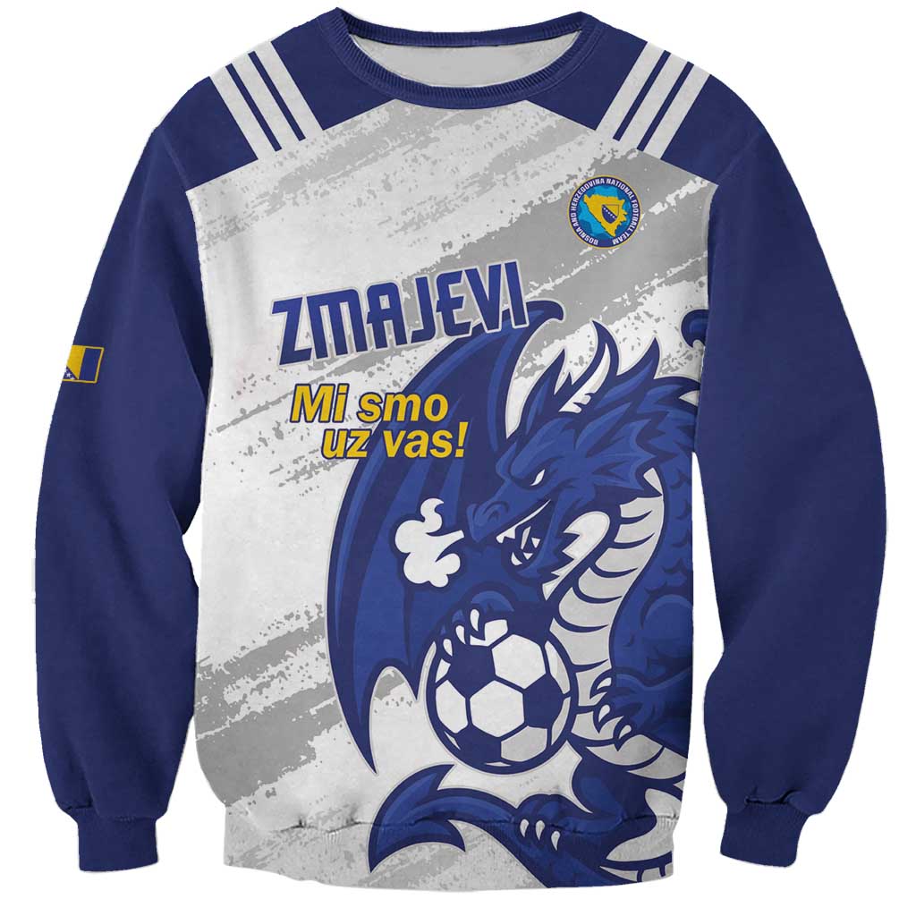 Bosnia and Herzegovina Football Custom Sweatshirt Go Zmajevi Mi smo uz vas White Version - Wonder Print Shop