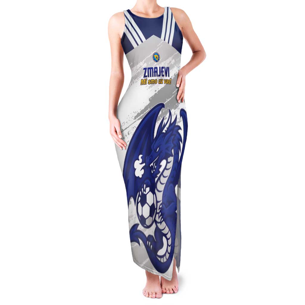 Bosnia and Herzegovina Football Custom Tank Maxi Dress Go Zmajevi Mi smo uz vas White Version - Wonder Print Shop
