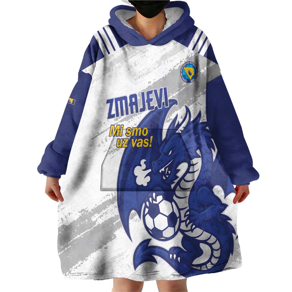 Bosnia and Herzegovina Football Custom Wearable Blanket Hoodie Go Zmajevi Mi smo uz vas White Version - Wonder Print Shop