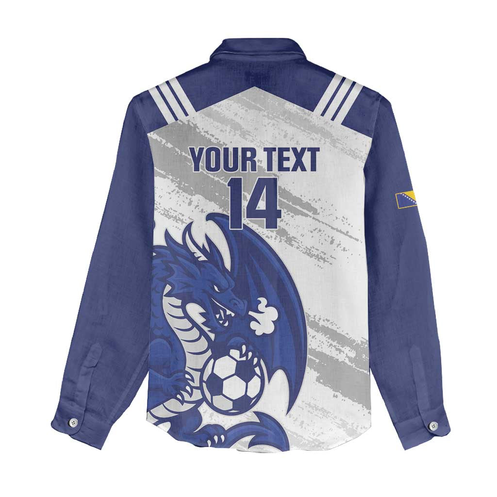 Bosnia and Herzegovina Football Custom Women Casual Shirt Go Zmajevi Mi smo uz vas White Version - Wonder Print Shop
