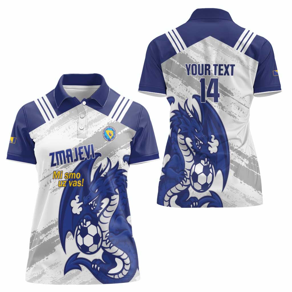 Bosnia and Herzegovina Football Custom Women Polo Shirt Go Zmajevi Mi smo uz vas White Version - Wonder Print Shop