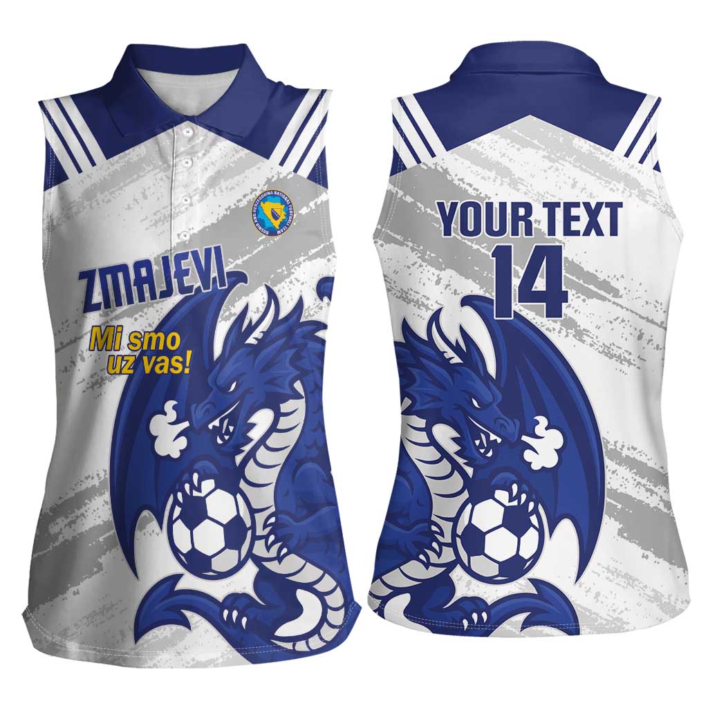 Bosnia and Herzegovina Football Custom Women Sleeveless Polo Shirt Go Zmajevi Mi smo uz vas White Version - Wonder Print Shop